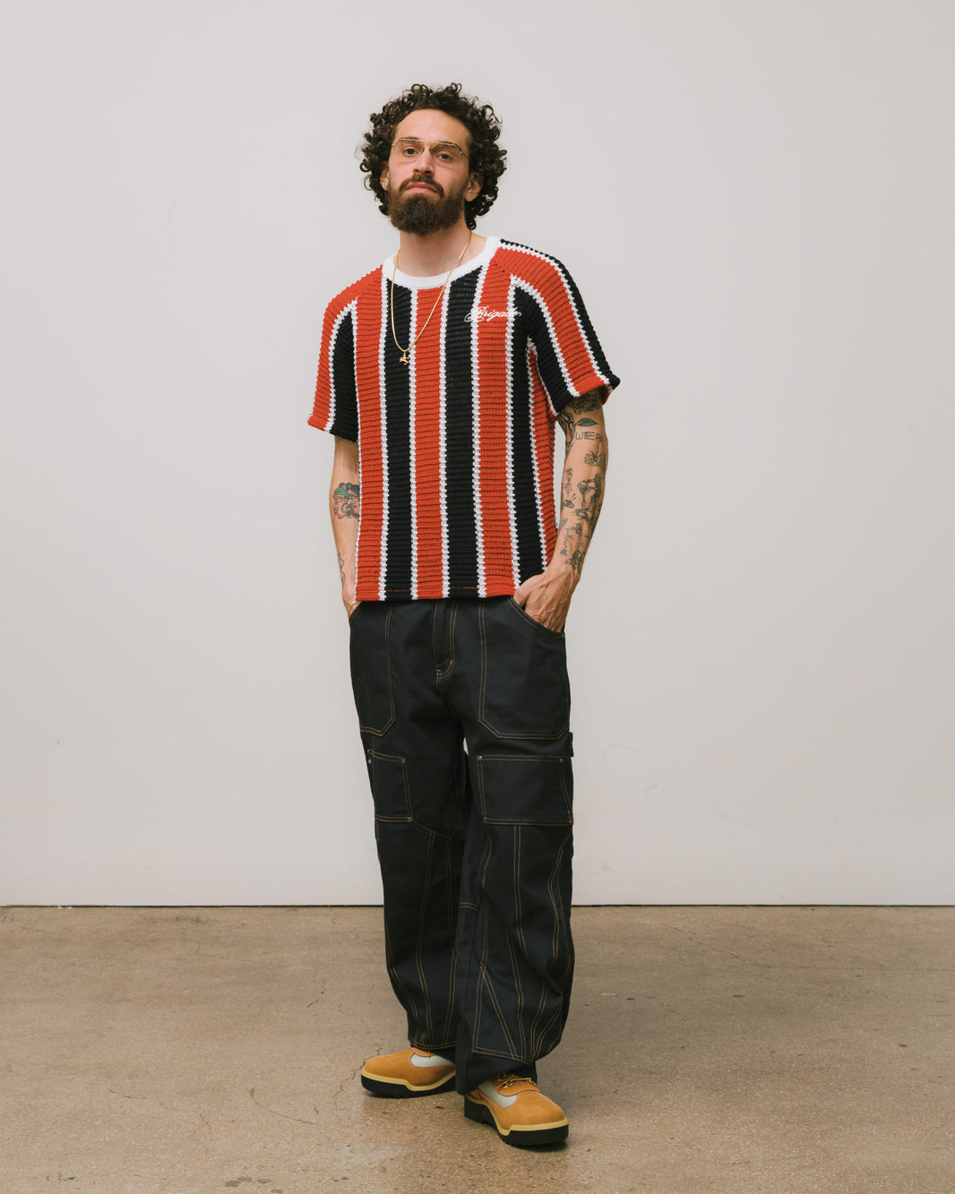 Striped Script Knit T-Shirt