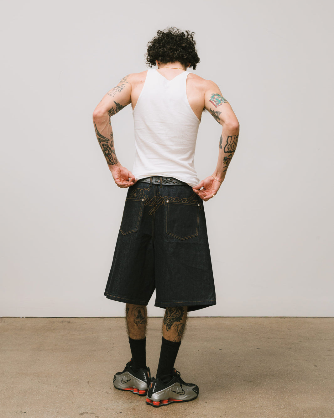 Studded Denim Shorts