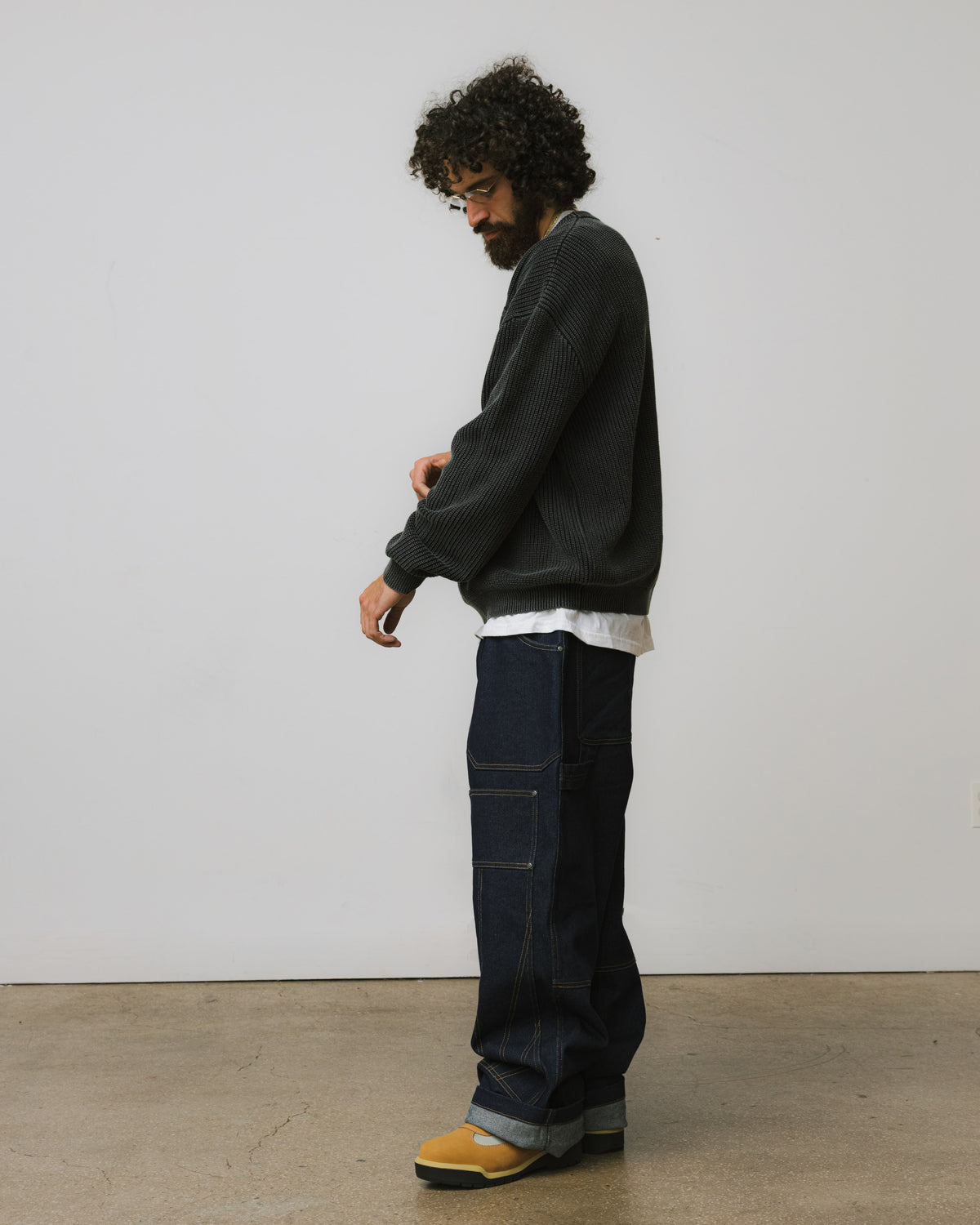 Acid Wash Bones 3D Knit Sweater