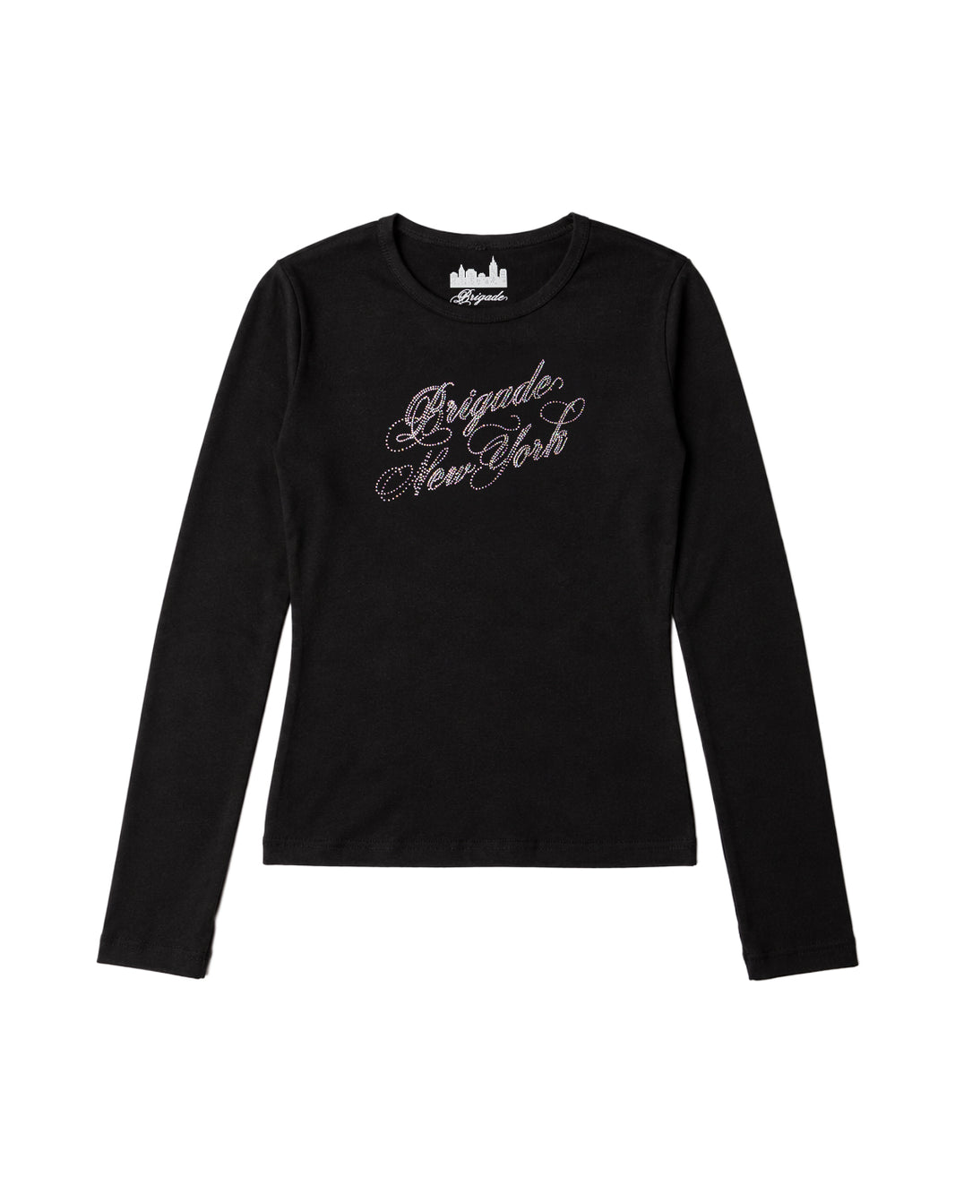 Rhinestone Script Logo Long Sleeve Baby Tee