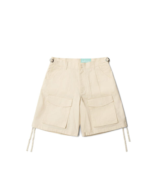 Cream Wide Cargo Shorts