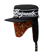 Ear Flap Script Pillbox Hat