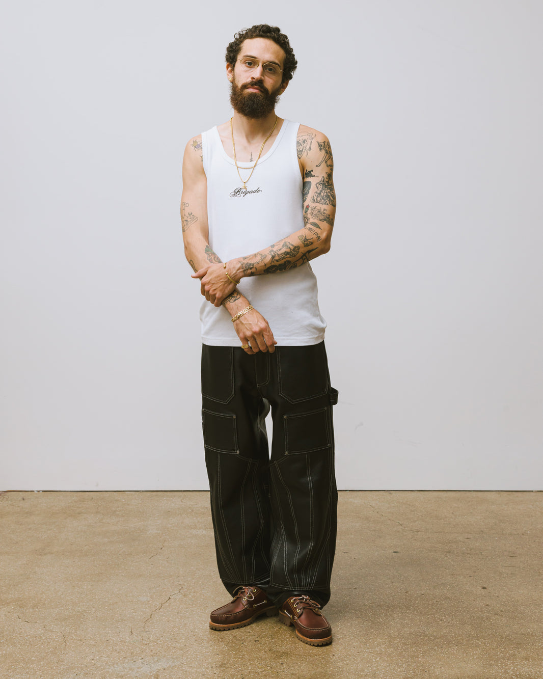 Leather Quilted Double Knee Carpenter Pants