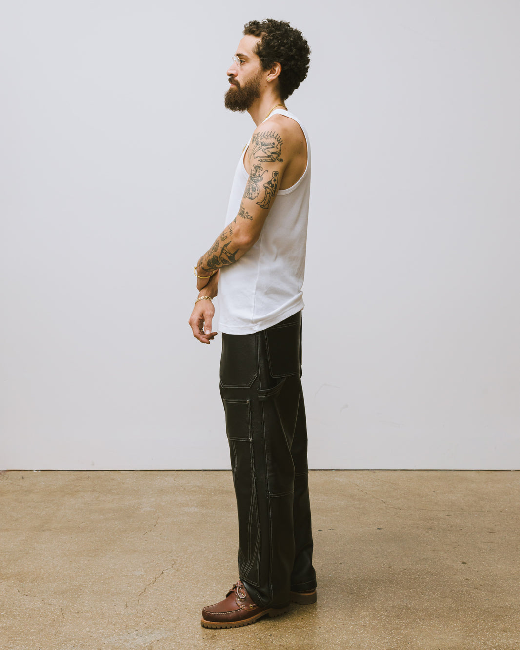 Leather Quilted Double Knee Carpenter Pants