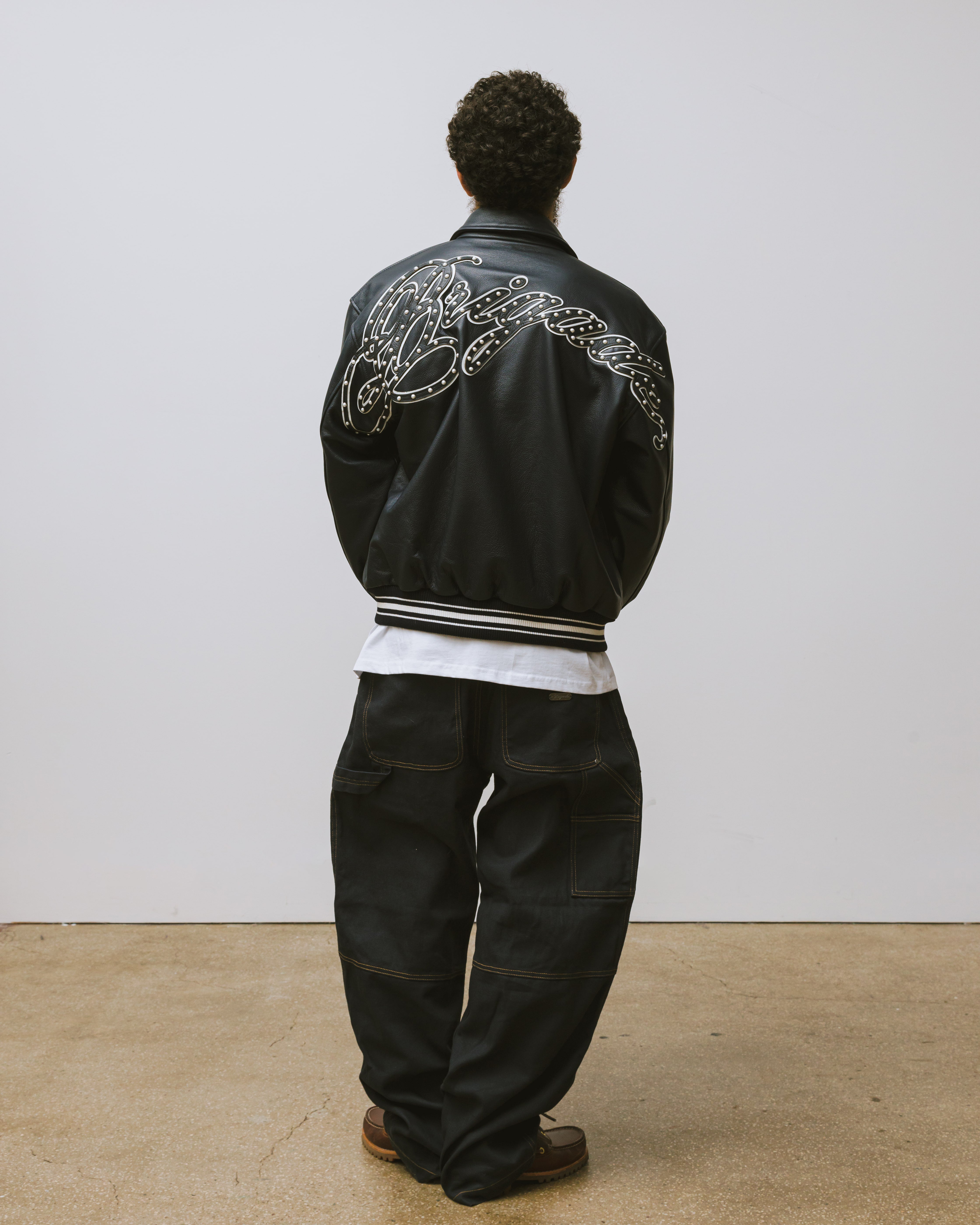 ★H@★DIESELディーゼル15SS Leather Varsity Men's Varsity bomber jacket in wool and leather | Black | Diesel