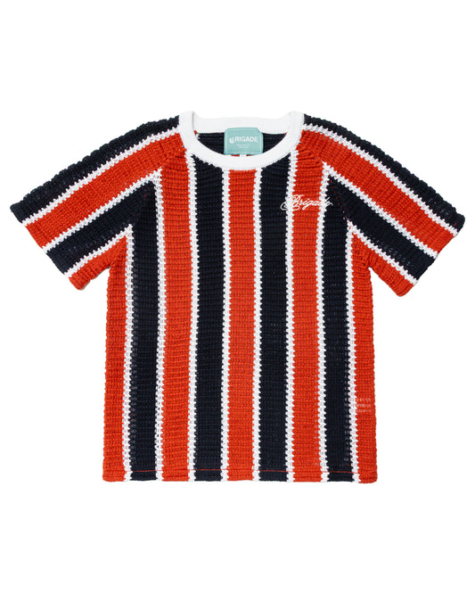 Striped Script Knit T-Shirt
