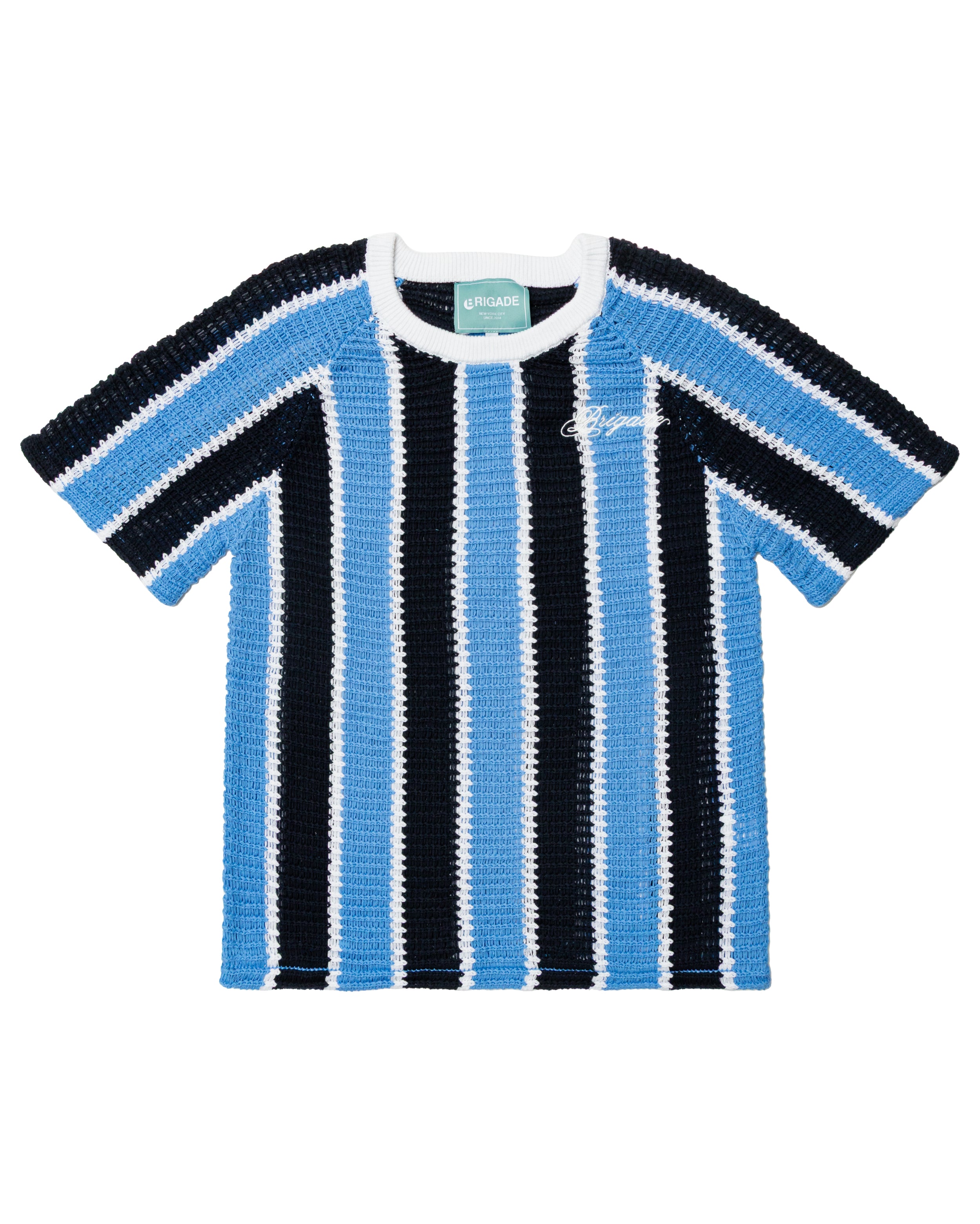Striped Script Knit T-Shirt – Brigade USA